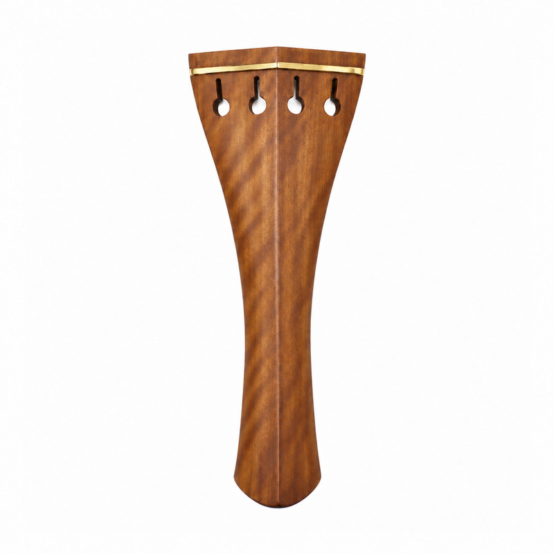 BERDANI Violin-Saitenhalter, englisches Modell aus Boxwood (Castello-Buchsbaum), mit goldenem Reifchen – Draufsicht.