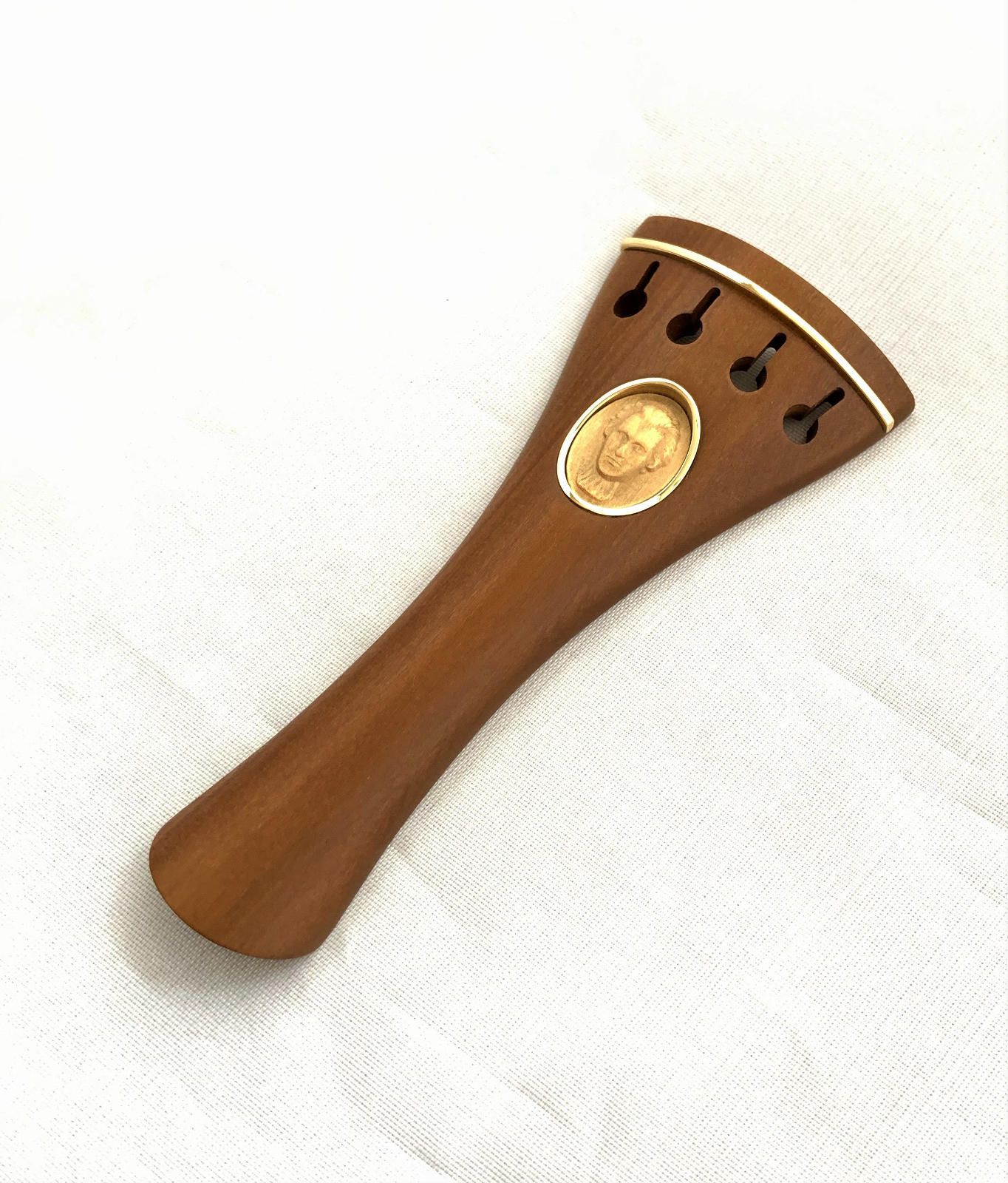 Violinsaitenhalter-Boxwood-gold-franz-modell2 Violinsaitehalter französisches Modell mit Goldreifchen und Goldring 14 Karat Gold massiv