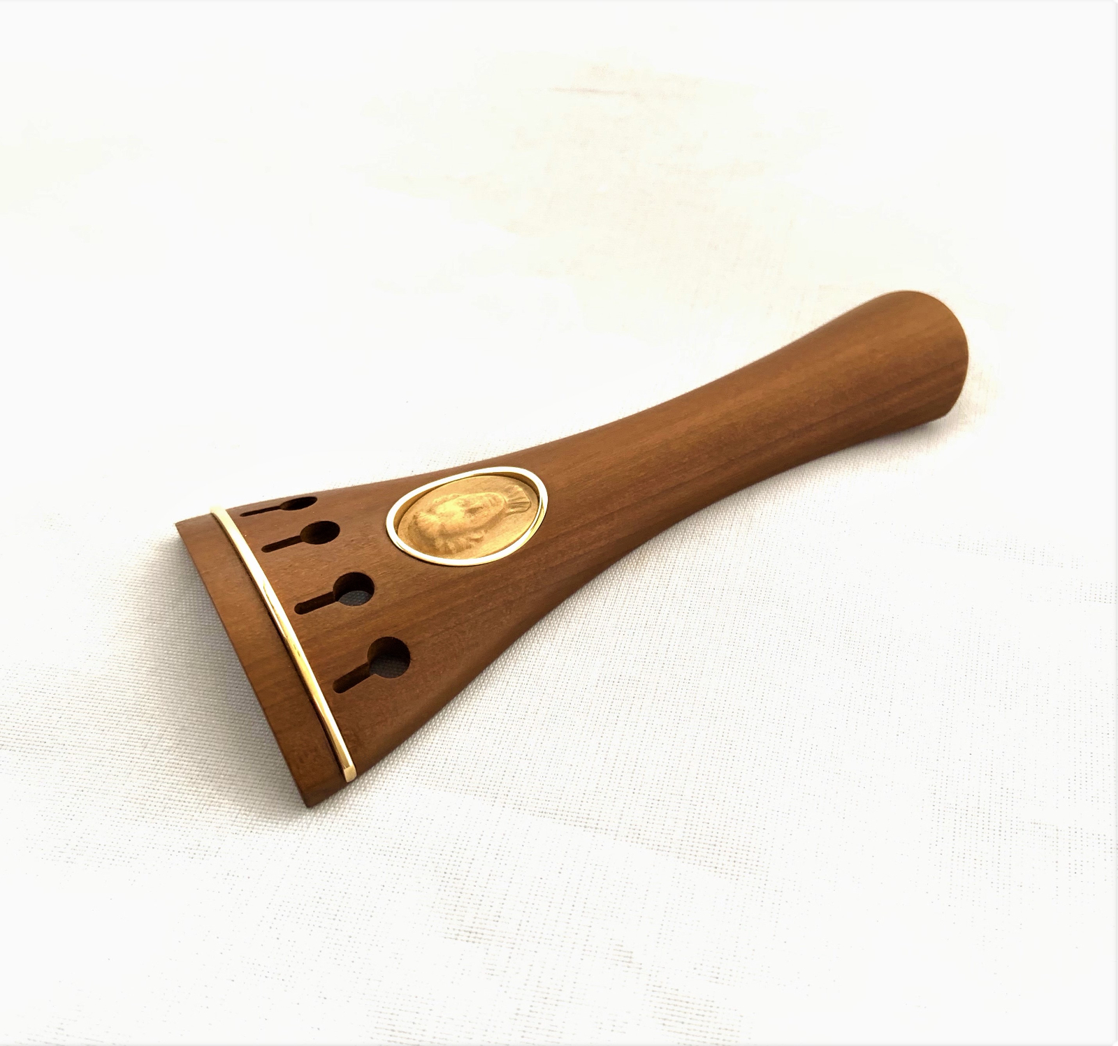 Violinsaitenhalter-Boxwood-gold-franz-modell4 Saitenhalter Buchsbaum 4/4 Violne mit Goldreifchen