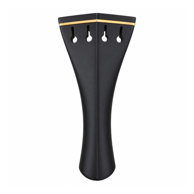 BERDANI Violin-Saitenhalter, englisches Modell aus Dark Paper, mit Gold-Reifchen – Draufsicht.