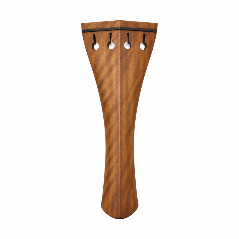 BERDANI Violin-Saitenhalter, englisches Modell aus Boxwood (Castello-Buchsbaum), mit schwarzem Reifchen – Draufsicht.