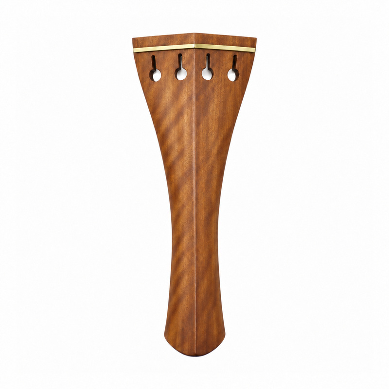 BERDANI Violin-Saitenhalter, englisches Modell aus Boxwood (Castello-Buchsbaum), mit MessingReifchen – Draufsicht.