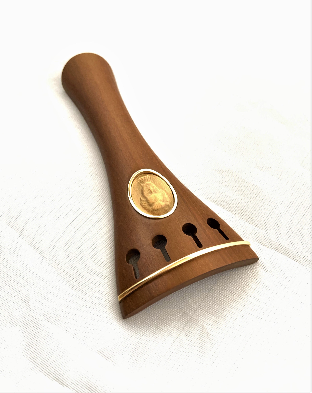 Violinsaitenhalter-Boxwood-gold-franz-modell3 Saitenhalter Violine Boxwood mit Goldreifchen