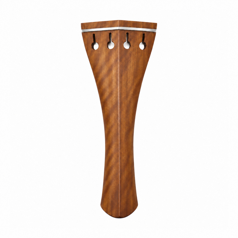 BERDANI Violin-Saitenhalter, englisches Modell aus Boxwood (Castello-Buchsbaum), mit NeusilberReifchen – Draufsicht.